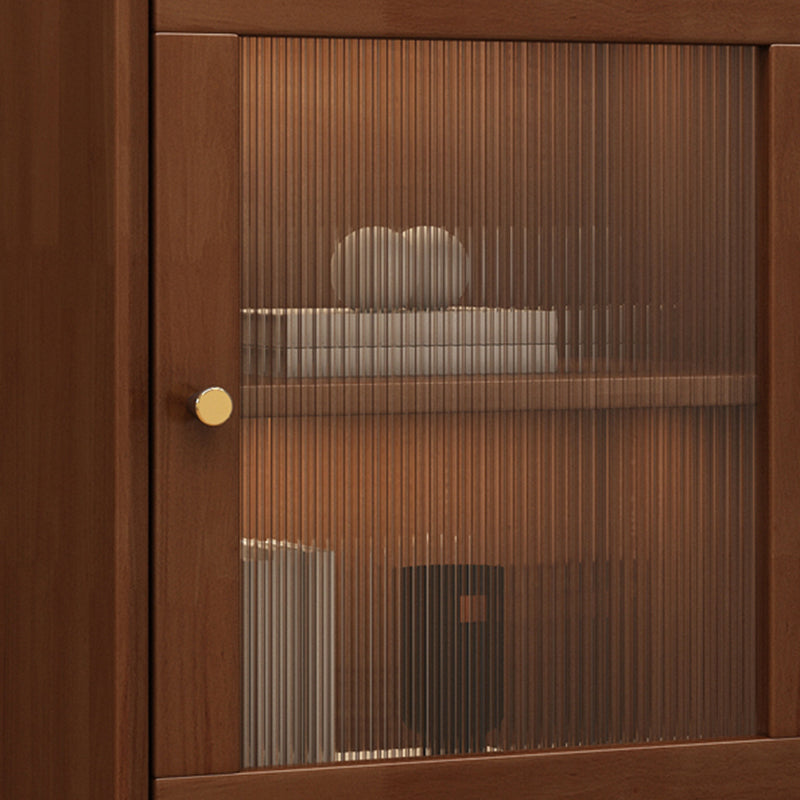 Mid Century Solid Wood 1-Door Cabinet Glass Paned Side Cabinet with 2-Drawer Clearhalo 'Cabinets & Chests' 'cabinets_chests' 'furn' 'furn_cabinets_chests' 'Furniture' 'Living Room Furniture' 6907006