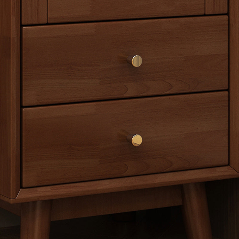 Mid Century Solid Wood 1-Door Cabinet Glass Paned Side Cabinet with 2-Drawer Clearhalo 'Cabinets & Chests' 'cabinets_chests' 'furn' 'furn_cabinets_chests' 'Furniture' 'Living Room Furniture' 6907008