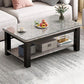Table de cocktail rectangulaire à 4 pieds, table basse simple contemporaine avec étagère