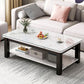 Table de cocktail rectangulaire à 4 pieds, table basse simple contemporaine avec étagère