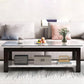 Table de cocktail rectangulaire à 4 pieds, table basse simple contemporaine avec étagère