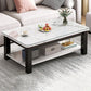 Table de cocktail rectangulaire à 4 pieds, table basse simple contemporaine avec étagère