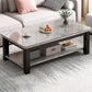 Table de cocktail rectangulaire à 4 pieds, table basse simple contemporaine avec étagère