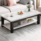 Table de cocktail rectangulaire à 4 pieds, table basse simple contemporaine avec étagère