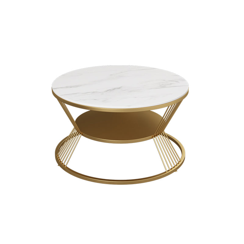 No Distressing Round Coffee Table Frame Single Coffee Table with Shelf Clearhalo 'Coffee & Accent Tables' 'Coffee Tables' 'coffee_tables' 'furn' 'furn_coffee_tables' 'Furniture' 'Living Room Furniture' 6907187