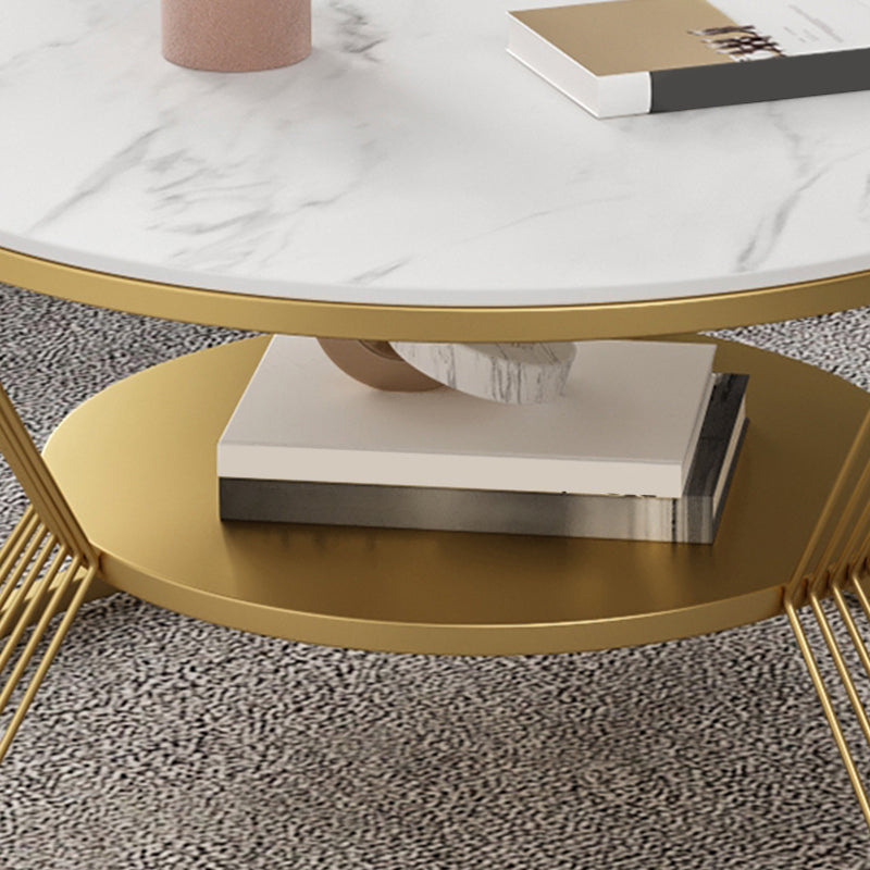 No Distressing Round Coffee Table Frame Single Coffee Table with Shelf Clearhalo 'Coffee & Accent Tables' 'Coffee Tables' 'coffee_tables' 'furn' 'furn_coffee_tables' 'Furniture' 'Living Room Furniture' 6907191