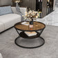 No Distressing Round Coffee Table Frame Single Coffee Table with Shelf Tan Black Clearhalo 'Coffee & Accent Tables' 'Coffee Tables' 'coffee_tables' 'furn' 'furn_coffee_tables' 'Furniture' 'Living Room Furniture' 6907194