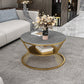 No Distressing Round Coffee Table Frame Single Coffee Table with Shelf Grey Gold Clearhalo 'Coffee & Accent Tables' 'Coffee Tables' 'coffee_tables' 'furn' 'furn_coffee_tables' 'Furniture' 'Living Room Furniture' 6907195