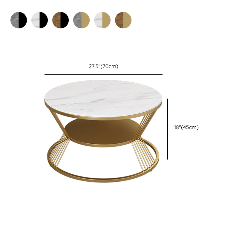 No Distressing Round Coffee Table Frame Single Coffee Table with Shelf Clearhalo 'Coffee & Accent Tables' 'Coffee Tables' 'coffee_tables' 'furn' 'furn_coffee_tables' 'Furniture' 'Living Room Furniture' 6907199