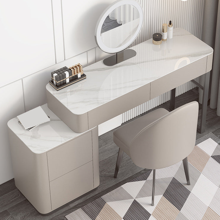Contemporary 30.7" Height Stone Top Table Makeup Vanity with Drawers