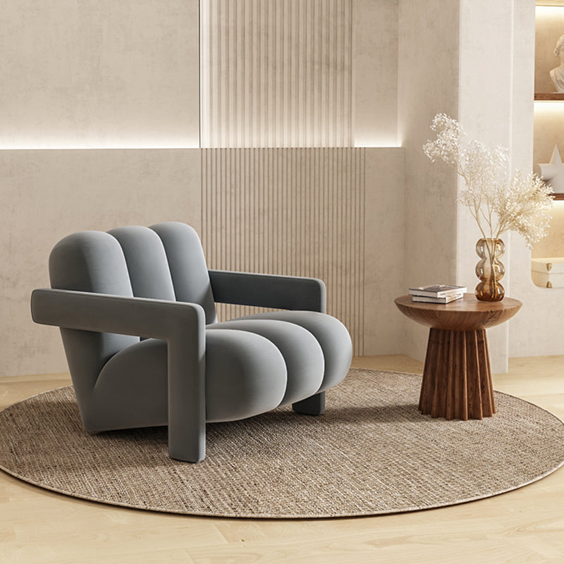 Scandinavian Arms Included Lounge Chair Solid Color Living Room Armchair Grey Flannel 1 Piece Clearhalo 'Accent Chairs' 'accent_chairs' 'Chairs & Seating' 'furn' 'furn_accent_chairs' 'Furniture' 'Living Room Furniture' 6907231