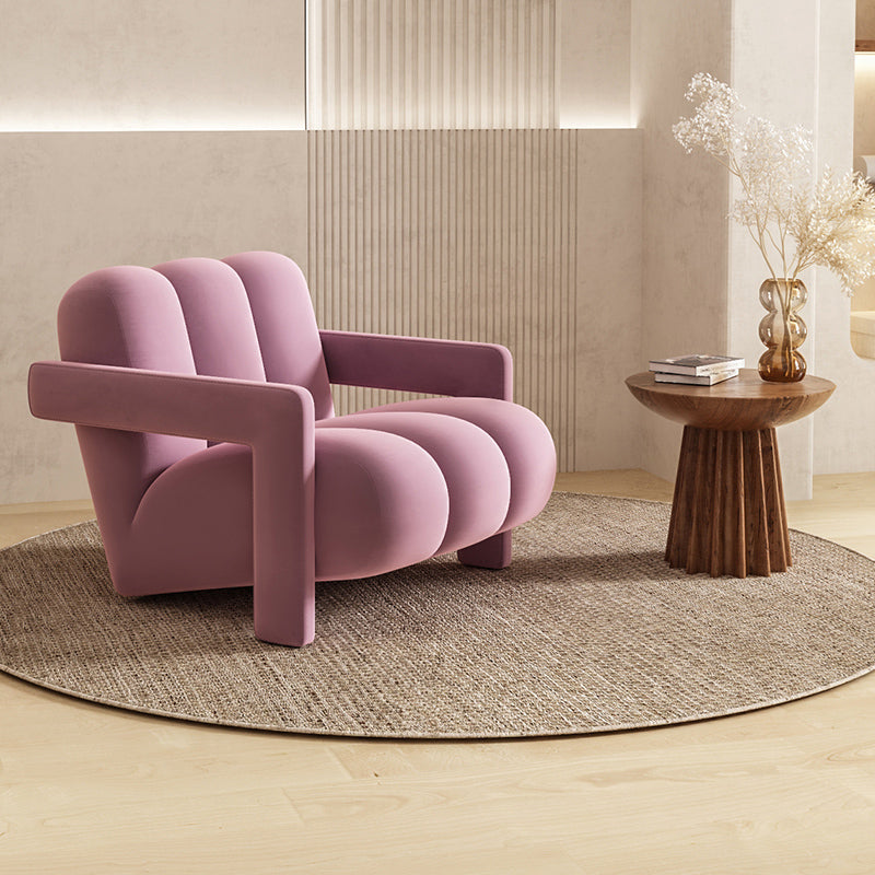 Scandinavian Arms Included Lounge Chair Solid Color Living Room Armchair Pink Flannel 1 Piece Clearhalo 'Accent Chairs' 'accent_chairs' 'Chairs & Seating' 'furn' 'furn_accent_chairs' 'Furniture' 'Living Room Furniture' 6907233