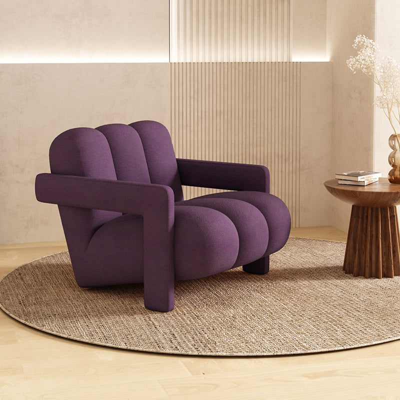 Scandinavian Arms Included Lounge Chair Solid Color Living Room Armchair Purple Wool Blend 1 Piece Clearhalo 'Accent Chairs' 'accent_chairs' 'Chairs & Seating' 'furn' 'furn_accent_chairs' 'Furniture' 'Living Room Furniture' 6907239