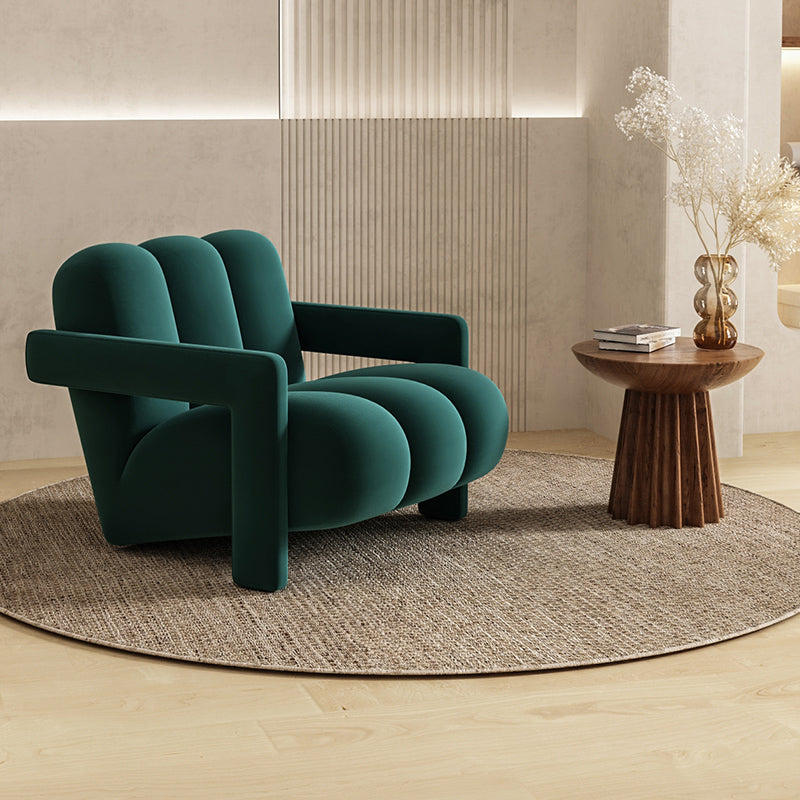 Scandinavian Arms Included Lounge Chair Solid Color Living Room Armchair Blackish Green Flannel 1 Piece Clearhalo 'Accent Chairs' 'accent_chairs' 'Chairs & Seating' 'furn' 'furn_accent_chairs' 'Furniture' 'Living Room Furniture' 6907240