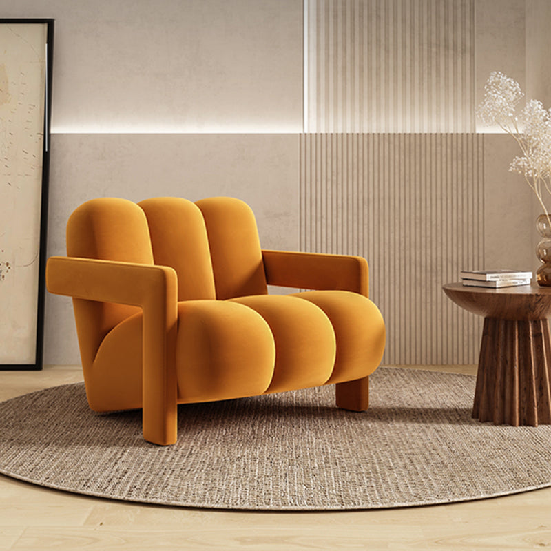Scandinavian Arms Included Lounge Chair Solid Color Living Room Armchair Orange Flannel 1 Piece Clearhalo 'Accent Chairs' 'accent_chairs' 'Chairs & Seating' 'furn' 'furn_accent_chairs' 'Furniture' 'Living Room Furniture' 6907243