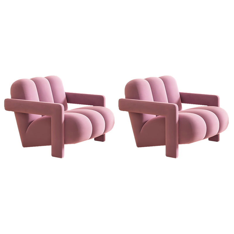 Scandinavian Arms Included Lounge Chair Solid Color Living Room Armchair Pink Flannel 2 Piece Set Clearhalo 'Accent Chairs' 'accent_chairs' 'Chairs & Seating' 'furn' 'furn_accent_chairs' 'Furniture' 'Living Room Furniture' 6907249