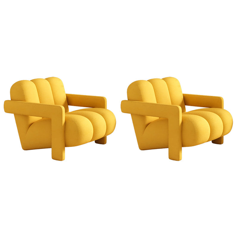 Scandinavian Arms Included Lounge Chair Solid Color Living Room Armchair Yellow Wool Blend 2 Piece Set Clearhalo 'Accent Chairs' 'accent_chairs' 'Chairs & Seating' 'furn' 'furn_accent_chairs' 'Furniture' 'Living Room Furniture' 6907250