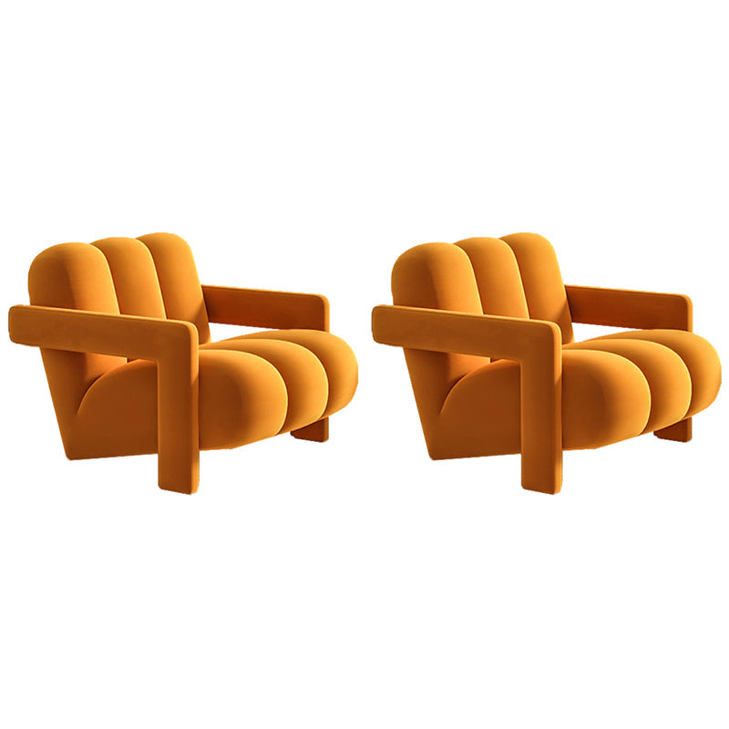 Scandinavian Arms Included Lounge Chair Solid Color Living Room Armchair Orange Flannel 2 Piece Set Clearhalo 'Accent Chairs' 'accent_chairs' 'Chairs & Seating' 'furn' 'furn_accent_chairs' 'Furniture' 'Living Room Furniture' 6907254