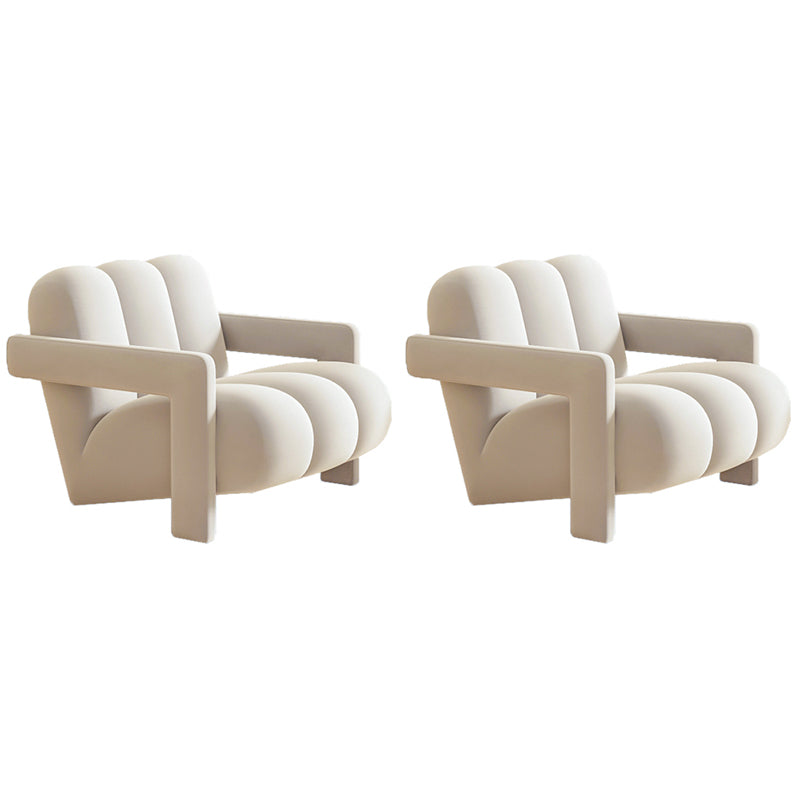 Scandinavian Arms Included Lounge Chair Solid Color Living Room Armchair Off-White Flannel 2 Piece Set Clearhalo 'Accent Chairs' 'accent_chairs' 'Chairs & Seating' 'furn' 'furn_accent_chairs' 'Furniture' 'Living Room Furniture' 6907255