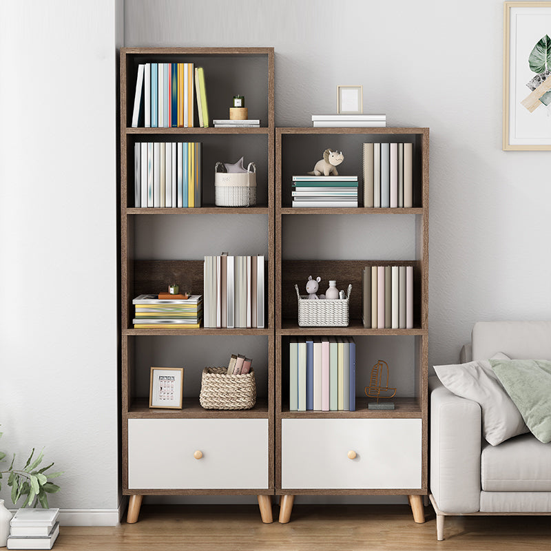 19.69" Long 1 - Drawer Accent Chest Wooden Chest with Shelves 20"L x 12"W x 71"H + 20"L x 12"W x 59"H Brown Clearhalo 'Cabinets & Chests' 'cabinets_chests' 'furn' 'furn_cabinets_chests' 'Furniture' 'Living Room Furniture' 6907356