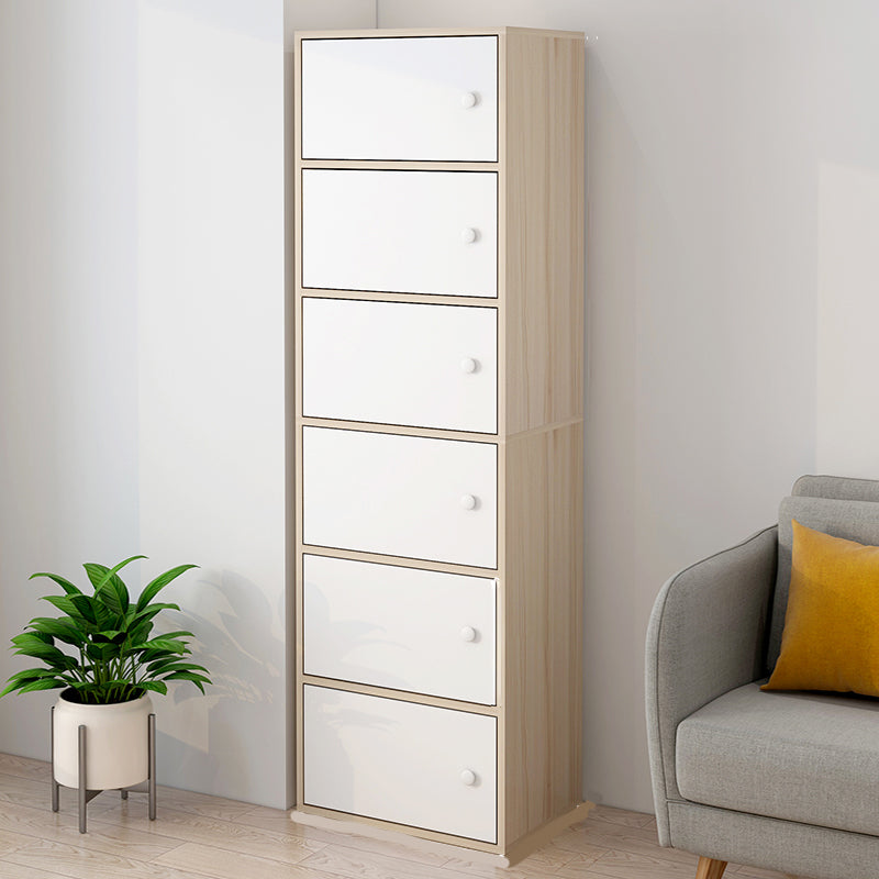 Modern Wooden Accent Cabinet Knobs Handle Design Storage Cabinet 15.7"L x 11.8"W x 59.1"H Natural Wood White Clearhalo 'Cabinets & Chests' 'cabinets_chests' 'furn' 'furn_cabinets_chests' 'Furniture' 'Living Room Furniture' 6907504