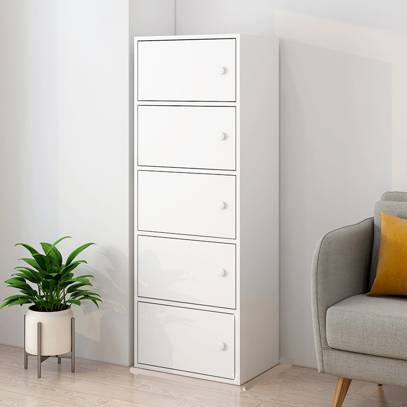 Modern Wooden Accent Cabinet Knobs Handle Design Storage Cabinet 16"L x 12"W x 50"H White Clearhalo 'Cabinets & Chests' 'cabinets_chests' 'furn' 'furn_cabinets_chests' 'Furniture' 'Living Room Furniture' 6907506