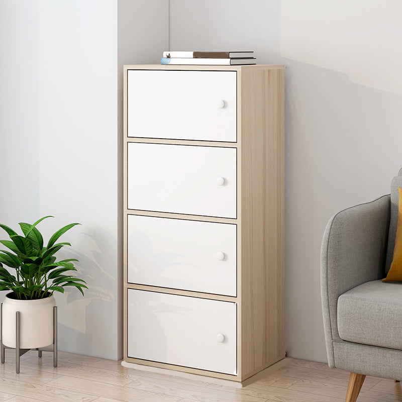 Modern Wooden Accent Cabinet Knobs Handle Design Storage Cabinet 16"L x 12"W x 40"H Natural Wood White Clearhalo 'Cabinets & Chests' 'cabinets_chests' 'furn' 'furn_cabinets_chests' 'Furniture' 'Living Room Furniture' 6907512