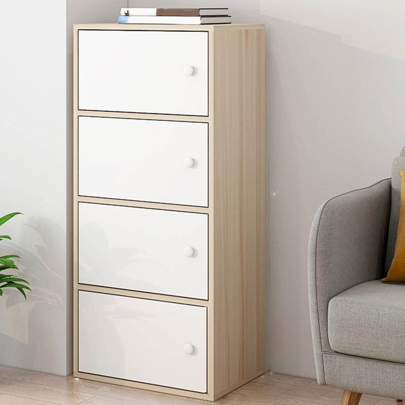 Modern Wooden Accent Cabinet Knobs Handle Design Storage Cabinet 15.7"L x 9.4"W x 40.4"H Natural Wood White Clearhalo 'Cabinets & Chests' 'cabinets_chests' 'furn' 'furn_cabinets_chests' 'Furniture' 'Living Room Furniture' 6907523