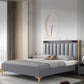Modern Solid Wood Standard Bed Headboard Bed Frame with Golden Legs