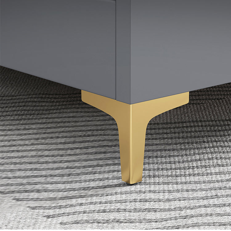 Modern Solid Wood Standard Bed Headboard Bed Frame with Golden Legs