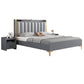 Modern Solid Wood Standard Bed Headboard Bed Frame with Golden Legs