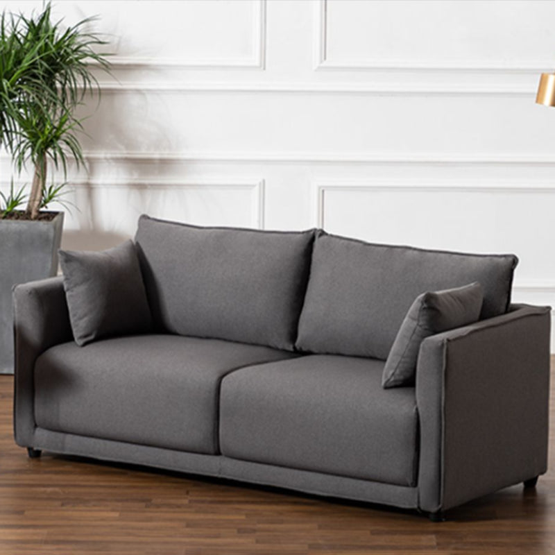 Contemporary Sofa with 2 Pillows Square Arm Living Room Settee Clearhalo 'furn' 'furn_sofas' 'Furniture' 'Living Room Furniture' 'Sofa' 'sofas' 6907619