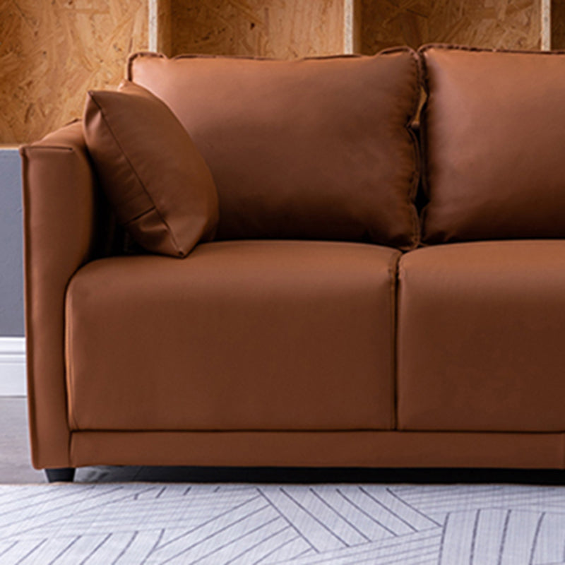 Contemporary Sofa with 2 Pillows Square Arm Living Room Settee Clearhalo 'furn' 'furn_sofas' 'Furniture' 'Living Room Furniture' 'Sofa' 'sofas' 6907631