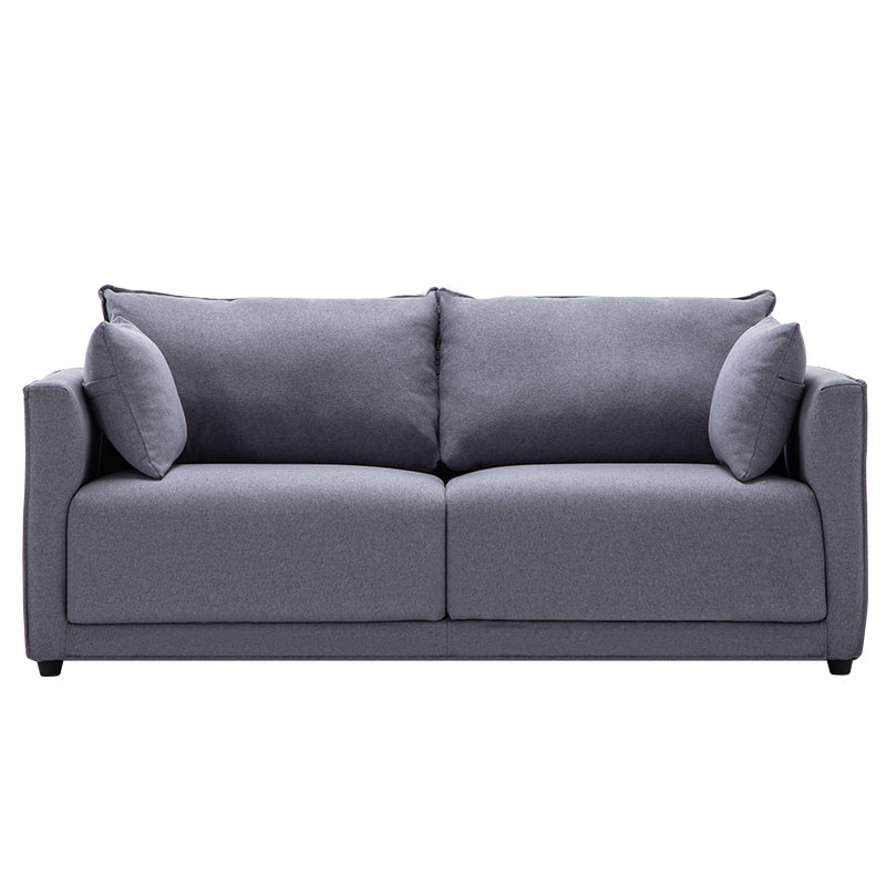 Contemporary Sofa with 2 Pillows Square Arm Living Room Settee Grey Cotton and Linen Clearhalo 'furn' 'furn_sofas' 'Furniture' 'Living Room Furniture' 'Sofa' 'sofas' 6907635