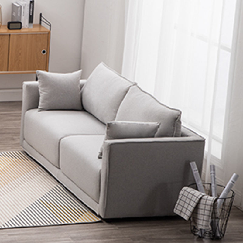 Contemporary Sofa with 2 Pillows Square Arm Living Room Settee Clearhalo 'furn' 'furn_sofas' 'Furniture' 'Living Room Furniture' 'Sofa' 'sofas' 6907638