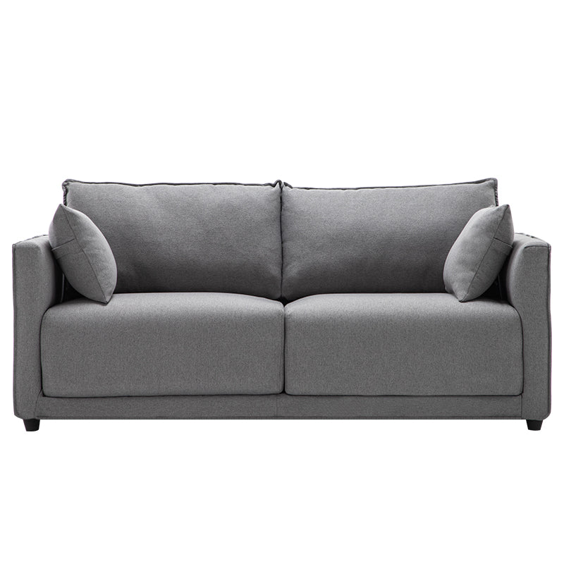 Contemporary Sofa with 2 Pillows Square Arm Living Room Settee Light Gray Cotton and Linen Clearhalo 'furn' 'furn_sofas' 'Furniture' 'Living Room Furniture' 'Sofa' 'sofas' 6907639