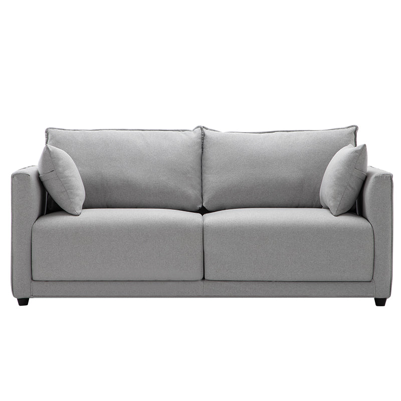 Contemporary Sofa with 2 Pillows Square Arm Living Room Settee White-Gray Cotton and Linen Clearhalo 'furn' 'furn_sofas' 'Furniture' 'Living Room Furniture' 'Sofa' 'sofas' 6907645