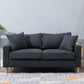 Scandinavian Sofa with 2 Pillows Square Arm Living Room Fabric Seating