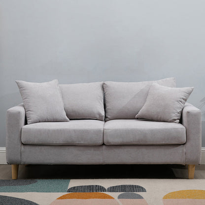 Scandinavian Sofa with 2 Pillows Square Arm Living Room Fabric Seating