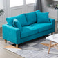 Scandinavian Sofa with 2 Pillows Square Arm Living Room Fabric Seating