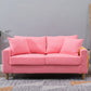 Scandinavian Sofa with 2 Pillows Square Arm Living Room Fabric Seating
