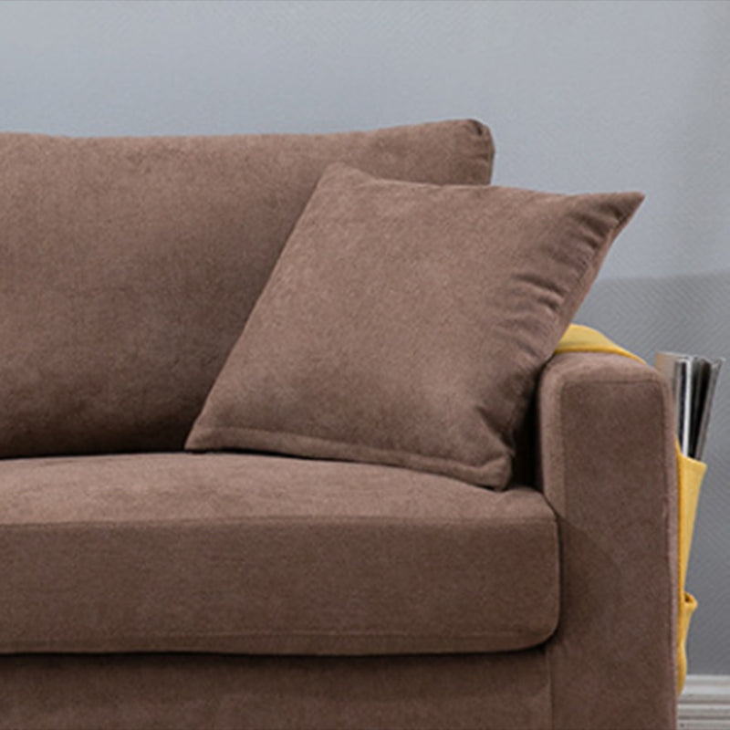 Scandinavian Sofa with 2 Pillows Square Arm Living Room Fabric Seating