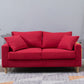 Scandinavian Sofa with 2 Pillows Square Arm Living Room Fabric Seating