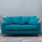 Scandinavian Sofa with 2 Pillows Square Arm Living Room Fabric Seating