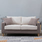 Scandinavian Sofa with 2 Pillows Square Arm Living Room Fabric Seating