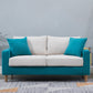 Scandinavian Sofa with 2 Pillows Square Arm Living Room Fabric Seating