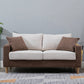 Scandinavian Sofa with 2 Pillows Square Arm Living Room Fabric Seating