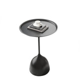 Contemporary Side Table Metal Pedestal Tray Top End Table for Living Room