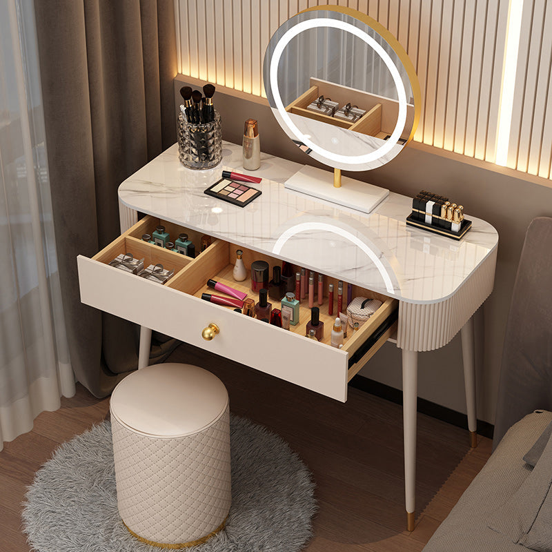 Bright White Makeup Vanity Desk 15.74" Wide Vanity Tables with Storage Drawer