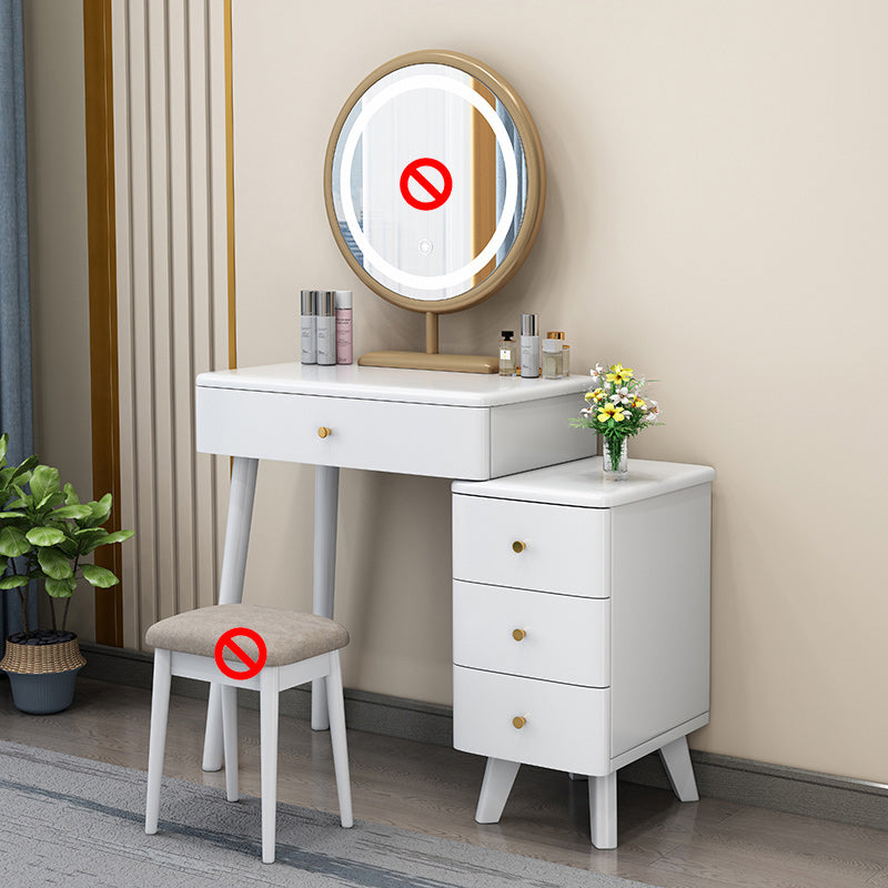 Solid Wood Vanity Makeup Table with Drawer Standing Mirror Dressing Table